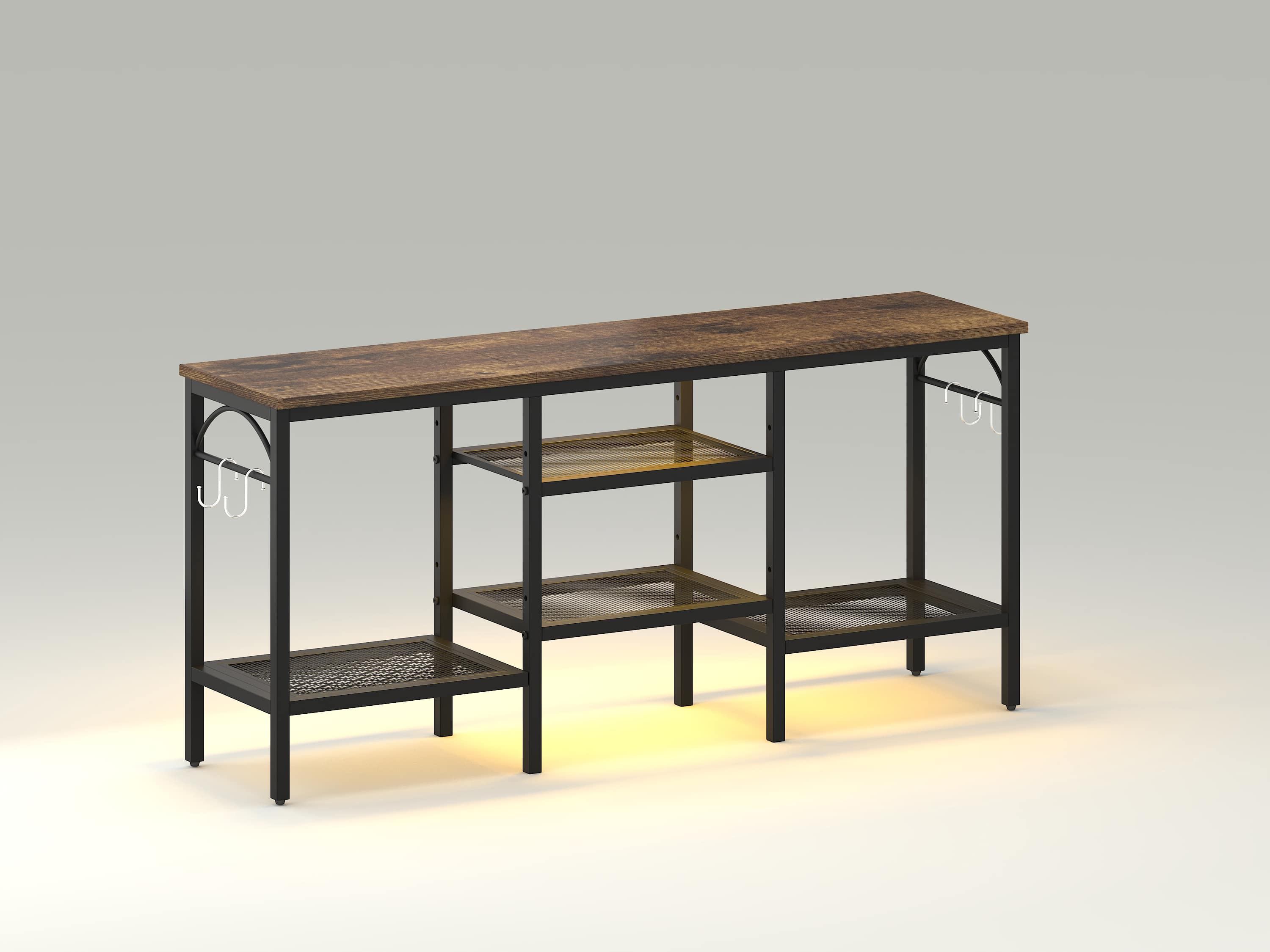 Pinmoco - 47" LED TV Stand for up to 55" TVs with Open Shelves - Rustic Brown