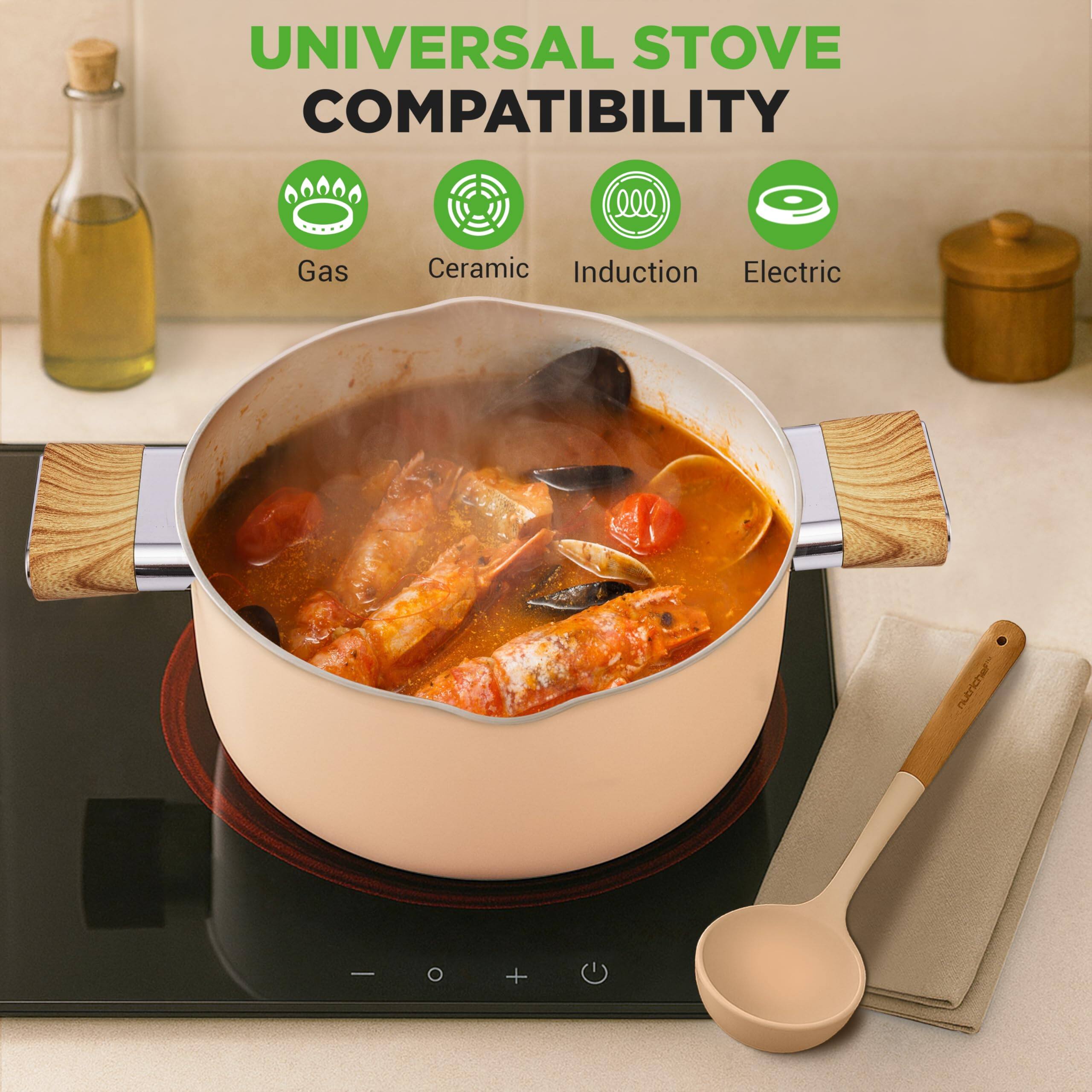 UNIVERSAL STOVE COMPATIBILITY

Gas  
Ceramic  
Induction  
Electric