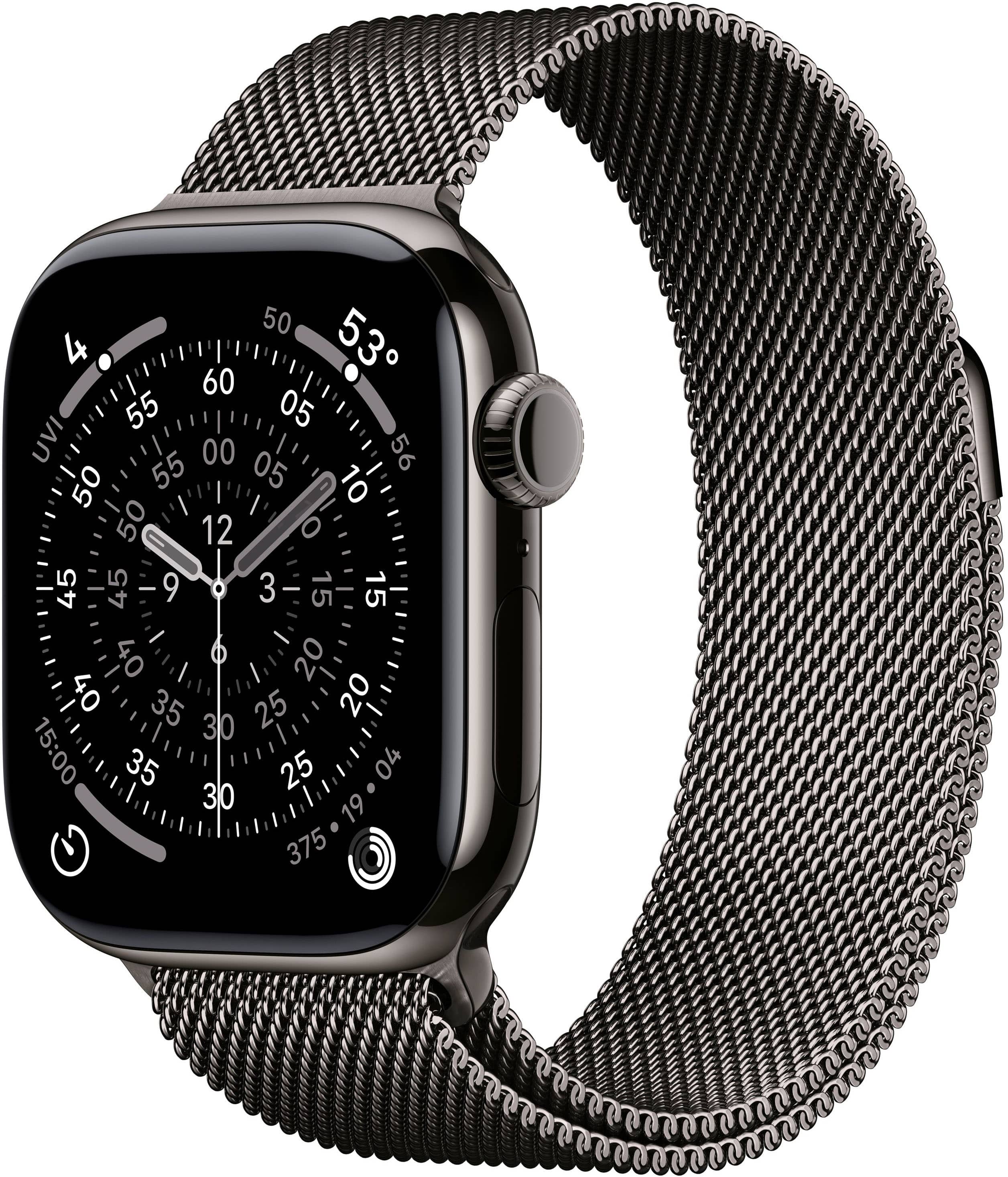 Apple Watch Series 11 (GPS+Cellular) 42mm Titanium Case with Slate Milanese Loop - Slate - (2025) - Front_Zoom