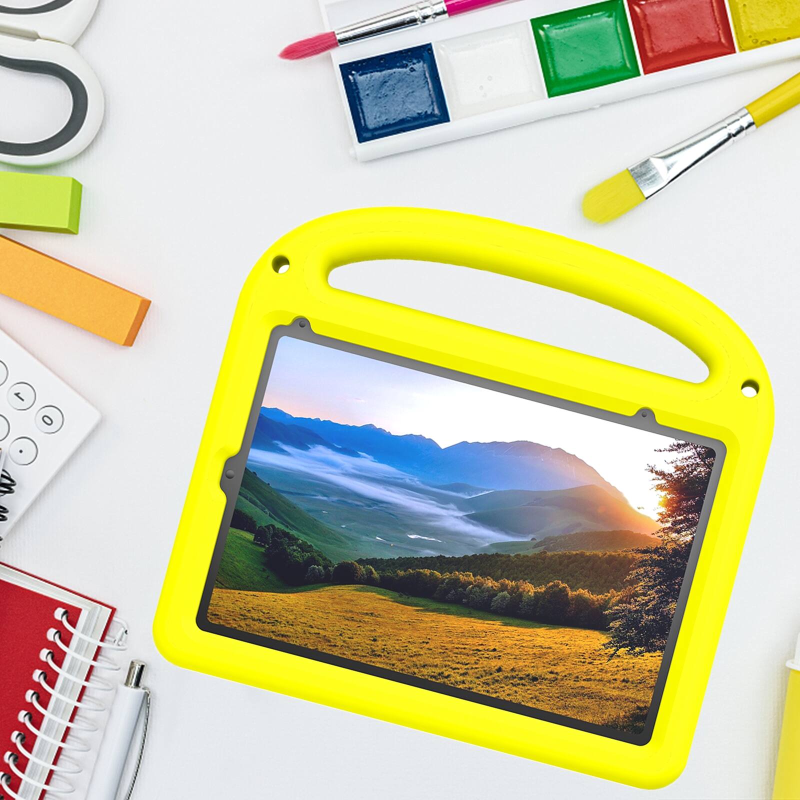 Alt View 3. Dteck - Dteck Kids Shockproof EVA Case for iPad mini 7 (A17 Pro) 2024/ iPad mini 6 2021, Handle Stand with Pencil Holder - Yellow.