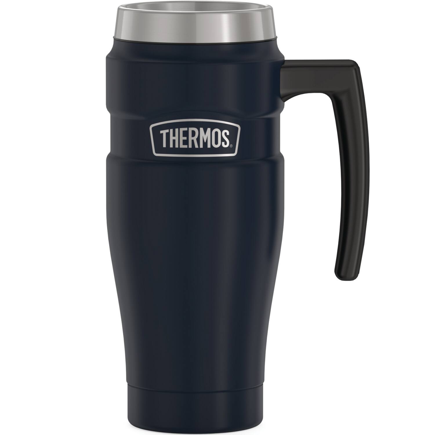 Angle. Thermos - 16-Ounce Stainless King Vacuum-Insulated Stainless Steel Travel Mug - Matte Blue.