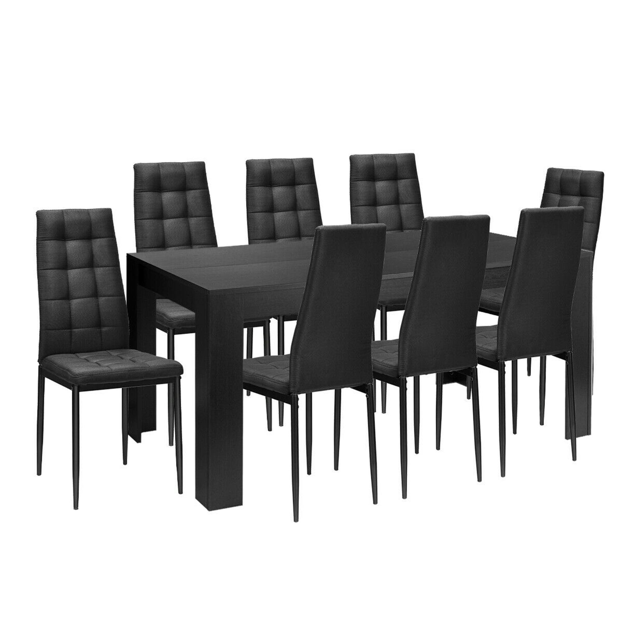 Alt View 8. Gymax - Gymax 9pcs Dining Set Wood Table and 8 Fabric Chairs Home Kitchen Modern - Black.