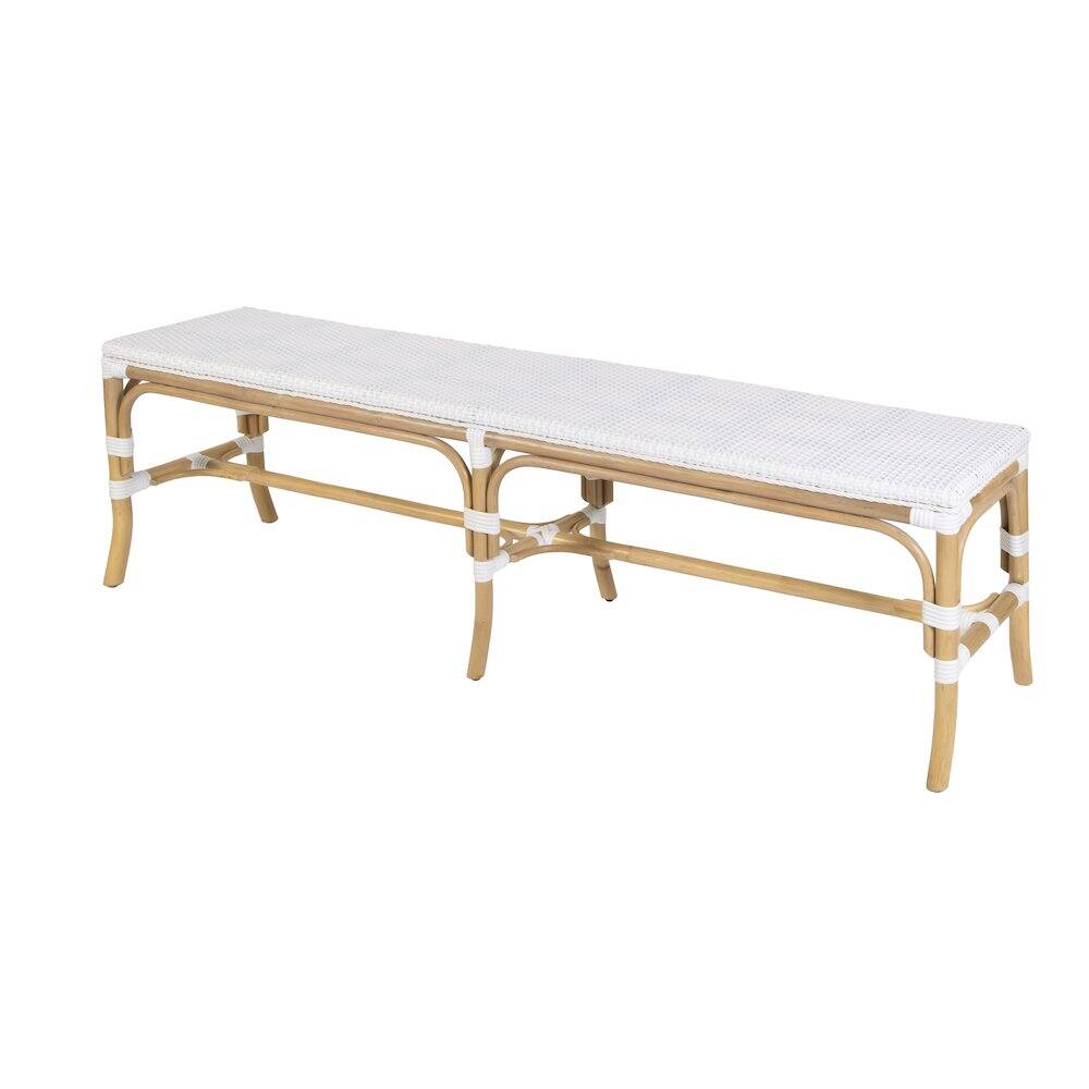 Alt View 2. Butler Specialty - Laguna 66.5 in. W Rectangular Rattan Backless Accent Bench - Smooth White.