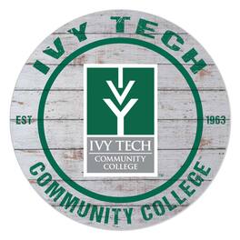 Jardine - Ivy Tech Community College 20" Indoor/Outdoor Weathered Circle Sign - White