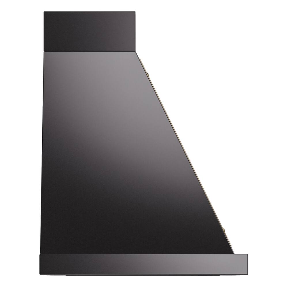 Alt View 3. ILVE - ILVE Nostalgie II Series 36 in. Noblesse Wall Mount Range Hood with 600 CFM (Brass Trim) - Glossy Black.