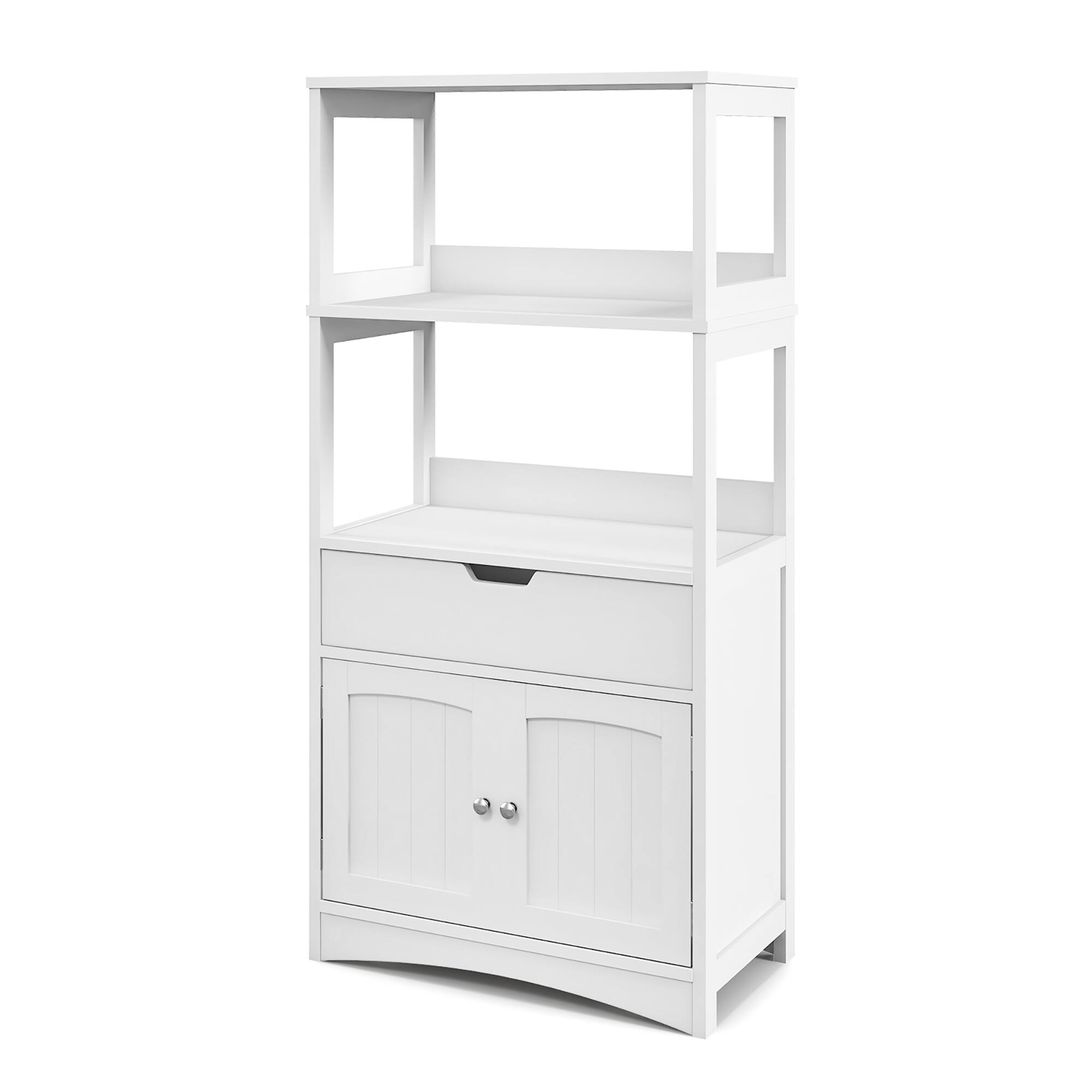 Alt View 9. Gymax - Gymax Bathroom Storage Cabinet w/Drawer Shelf Cupboard Floor Cabinet White - White.