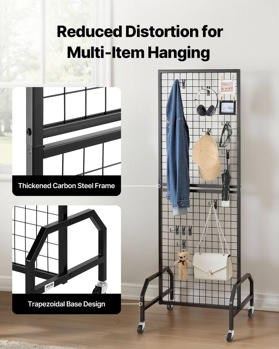 VEVOR 3 Packs Grid Wall Panels, 1.9 x 5.4 ft Wire Grid Panels Display ...