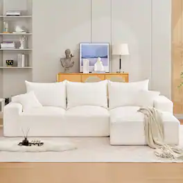 Babevy - Oversized Modular Sectional Sofa with Chaise and Sleeper Bed Chenille Beige - Multiple colors/finishes