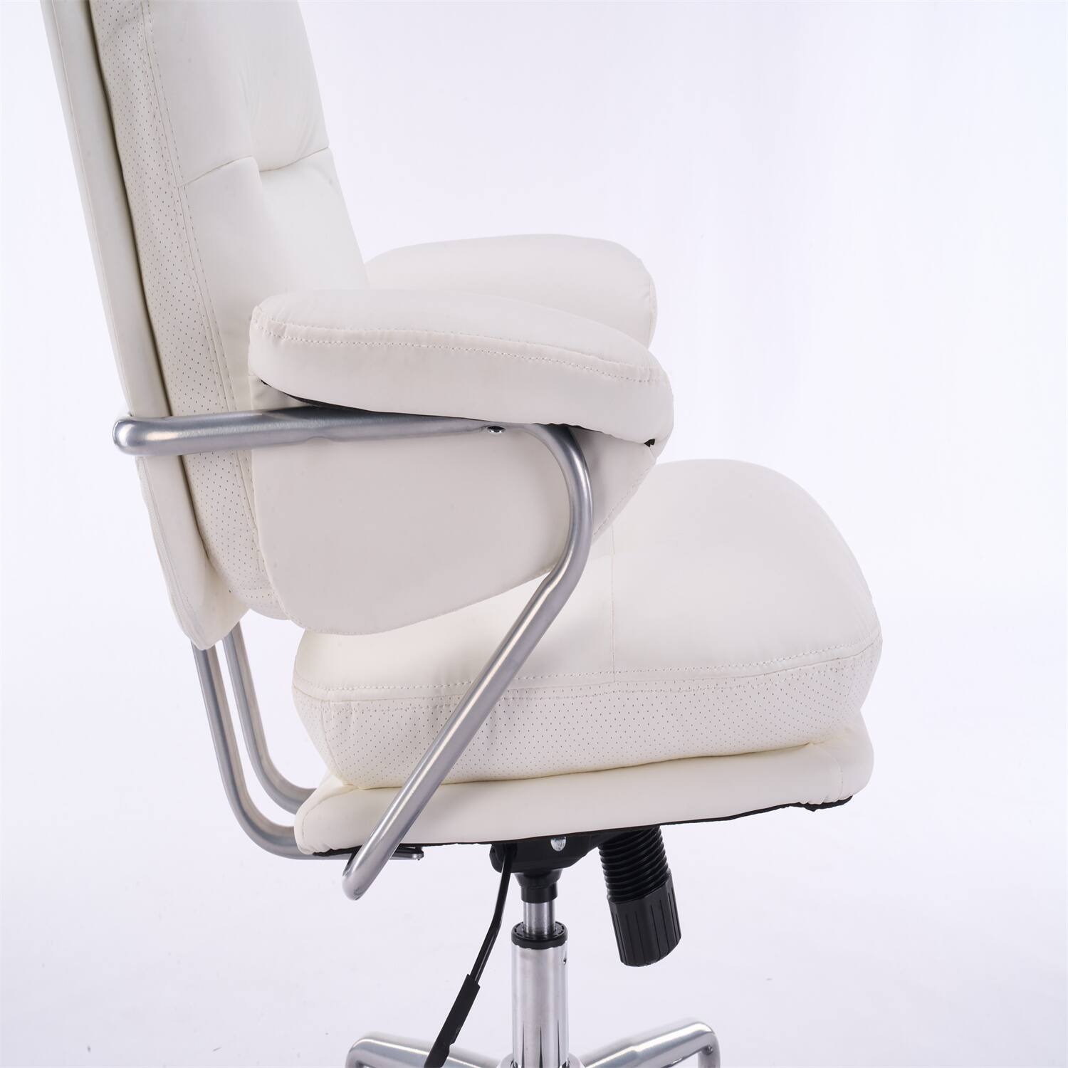 Alt View 5. Forest'nSky - Beige Ergonomic White Leather Office Chair, Reclining Backrest with Adjustable Height & 360° Swivel, Easy Assembly - Beige.