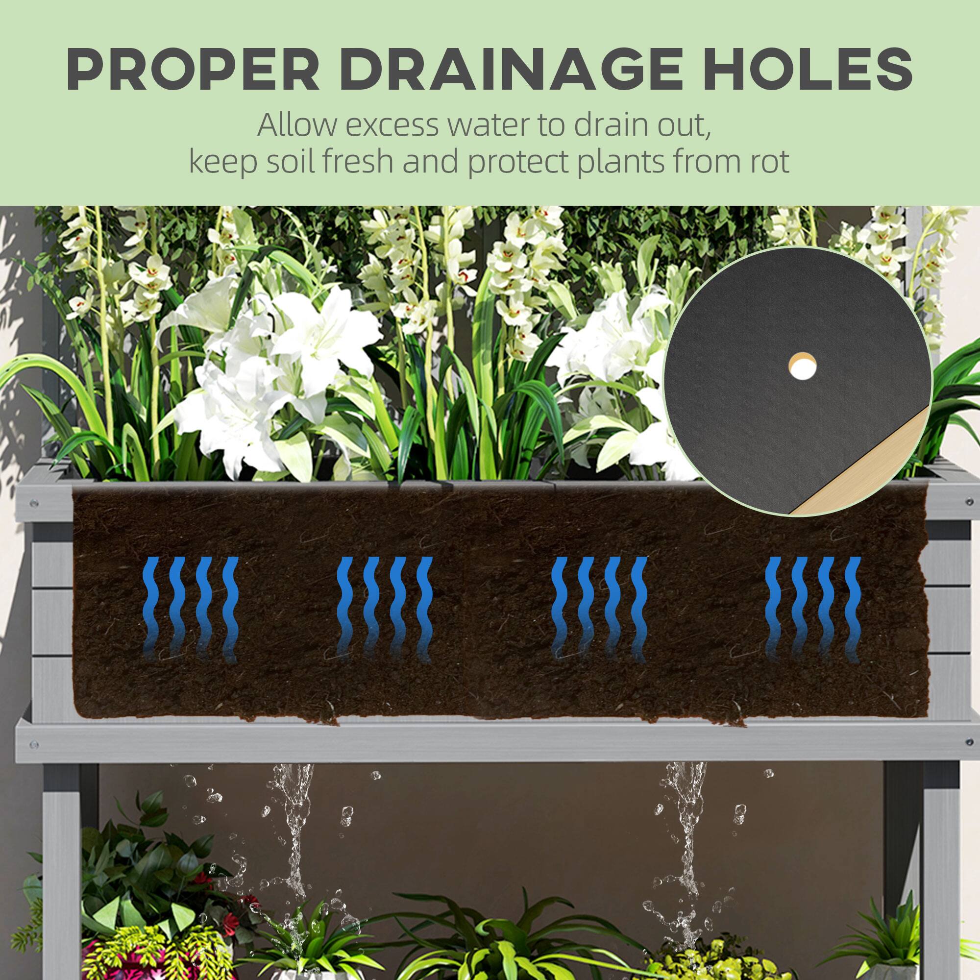 PROPER DRAINAGE HOLES

Allow excess water to drain out, keep soil fresh and protect plants from rot