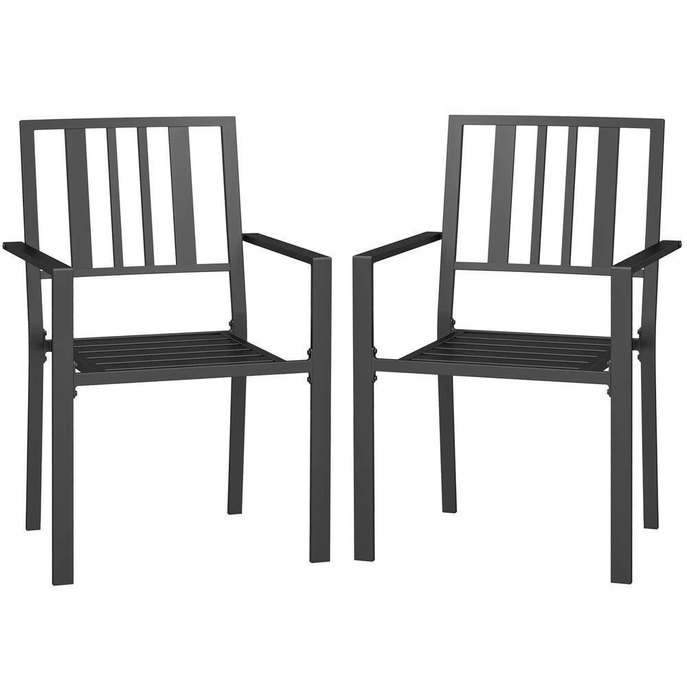 Front. Spaco - Spaco Patio Dining Chairs with Metal Slatted Design - Brown.