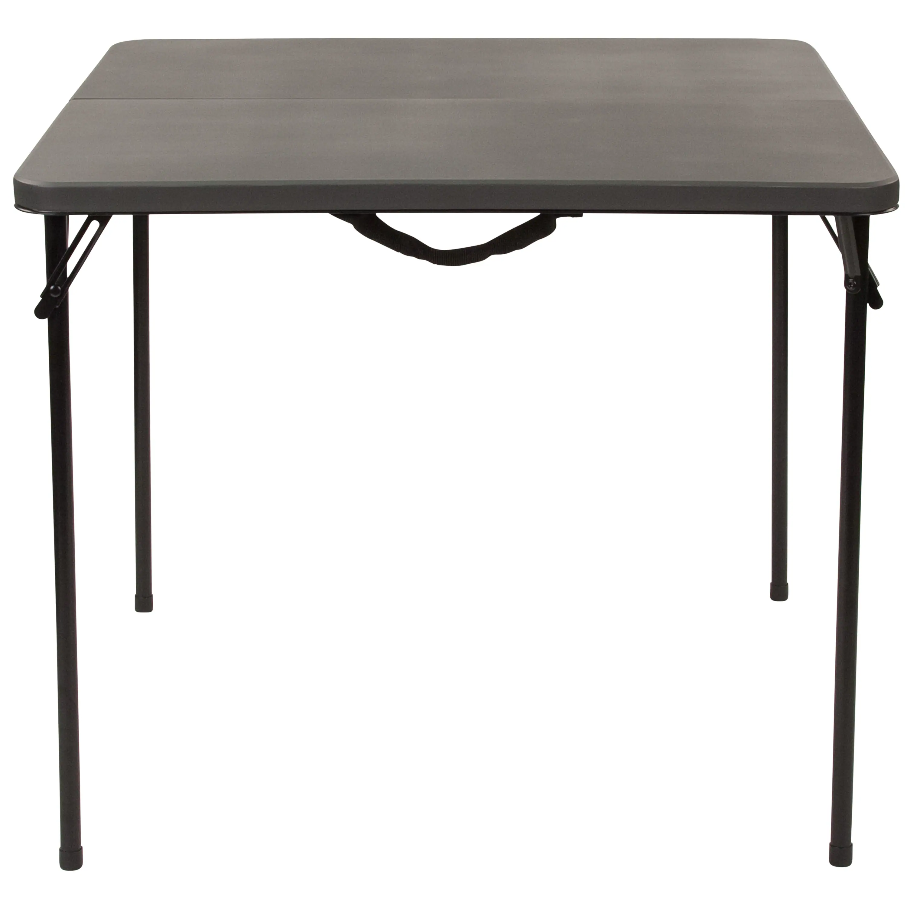 Alt View 5. Emma + Oliver - 2.83-Foot Square Bi-Fold Plastic Folding Table with Carrying Handle - Dark Gray.