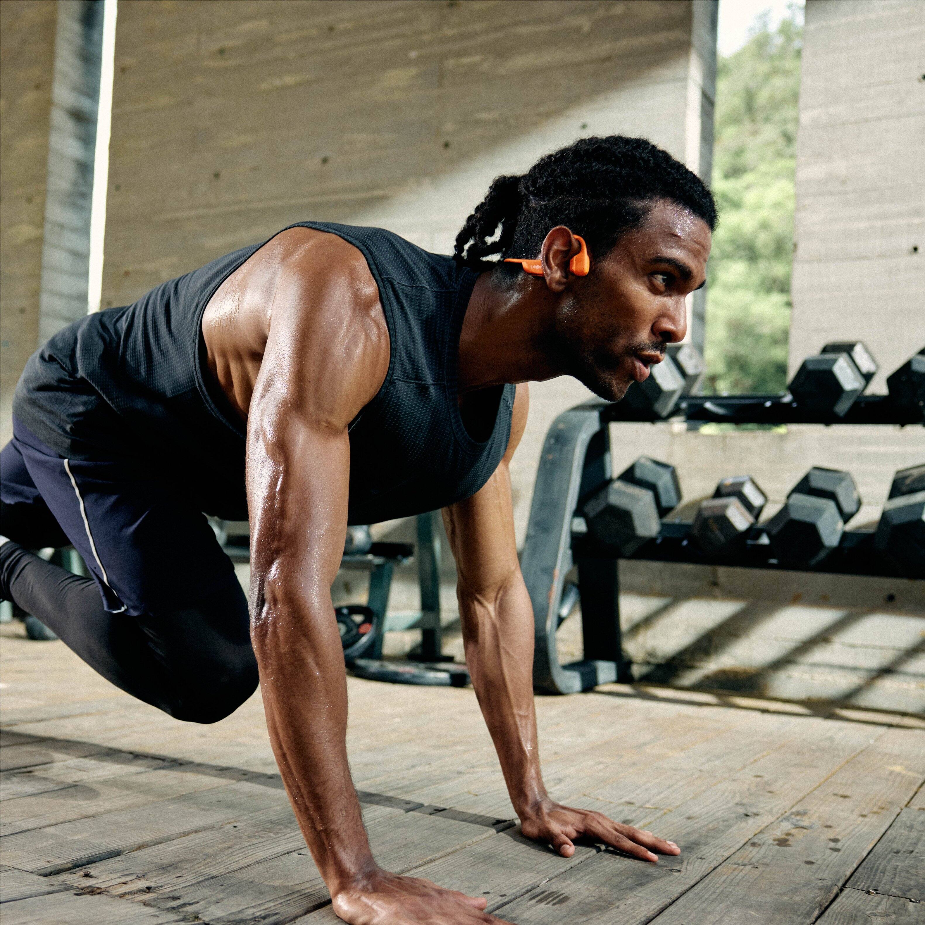 Alt View 13. Shokz - OpenRun Pro 2 Wireless Bone Conduction Open-Ear Bluetooth Sports Headphones - Orange.