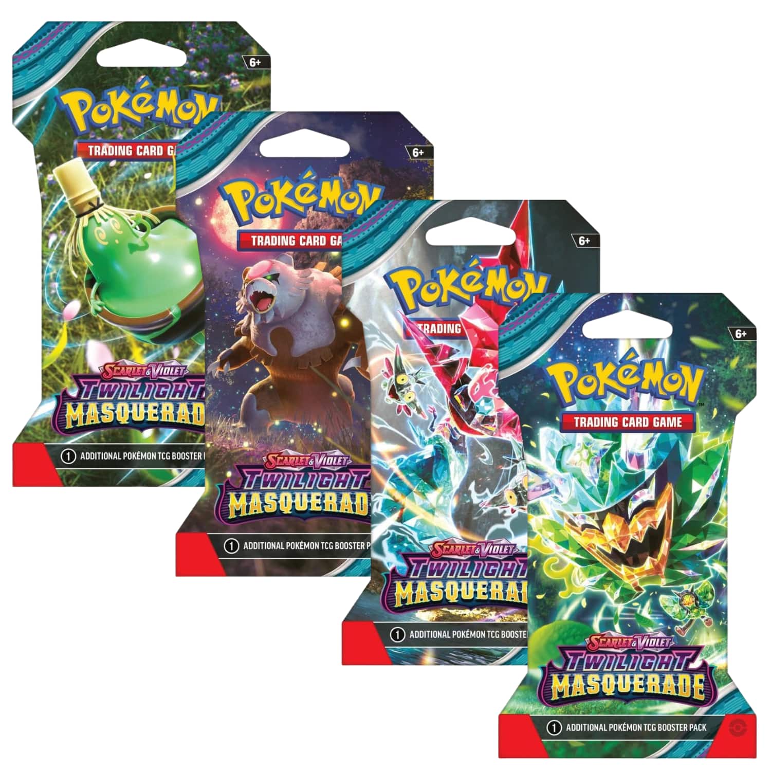 Pokémon - Pokemon SV6 Twilight Masquerade Art Set | 4 Sleeved Booster Packs (One of Each Artwork)