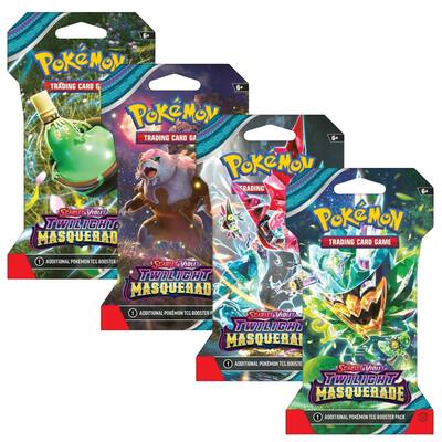 Pokmon - Pokemon SV6 Twilight Masquerade Art Set | 4 Sleeved Booster Packs (One of Each Artwork) Pokmon - Pokemon SV6 Twilight Masquerade Art Set | 4 Sleeved Booster Packs (One of Each Artwork)