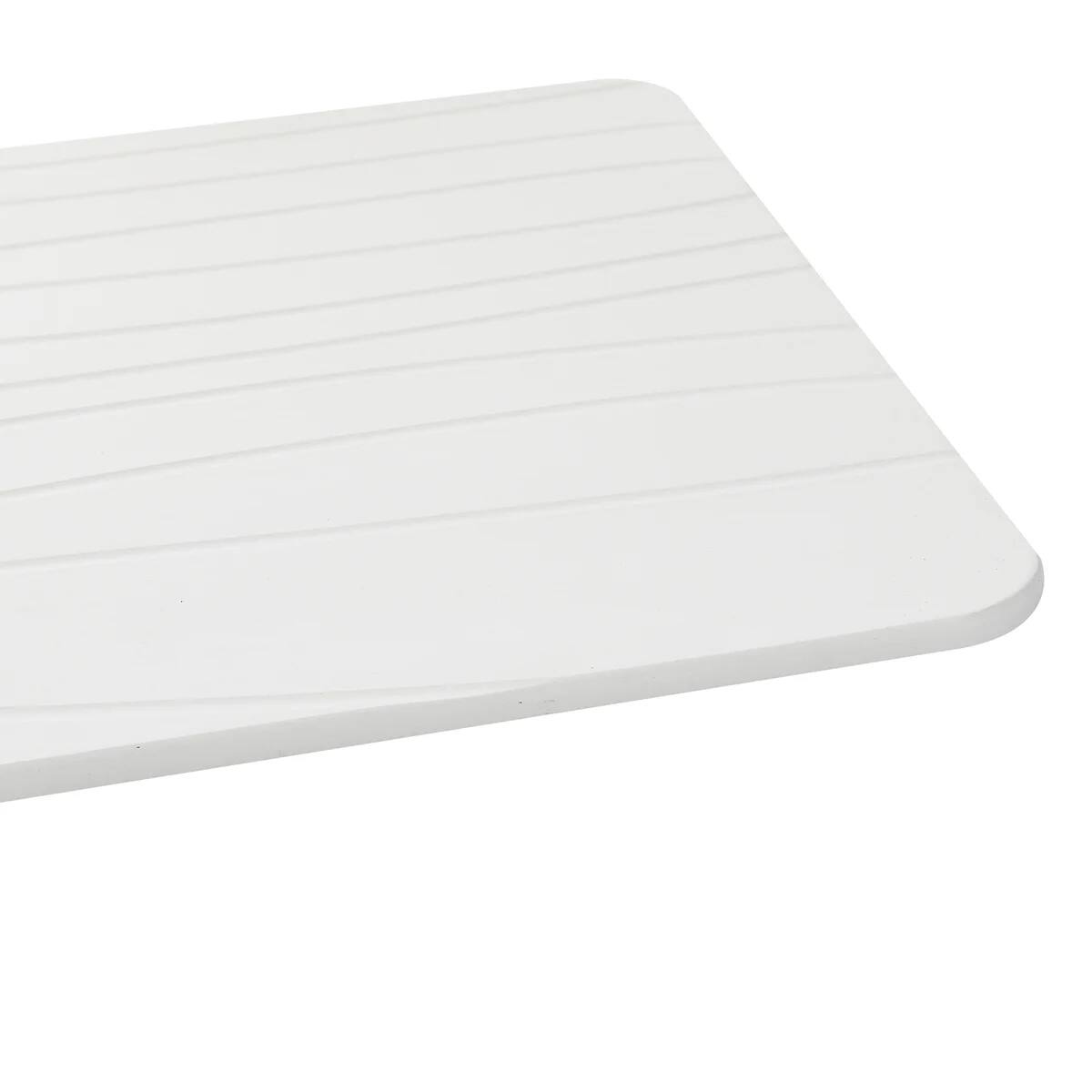 Left. J&V TEXTILES - 24'' x 15'' Diatomaceous Quick-Drying Stone Bath Mat - WHITE.