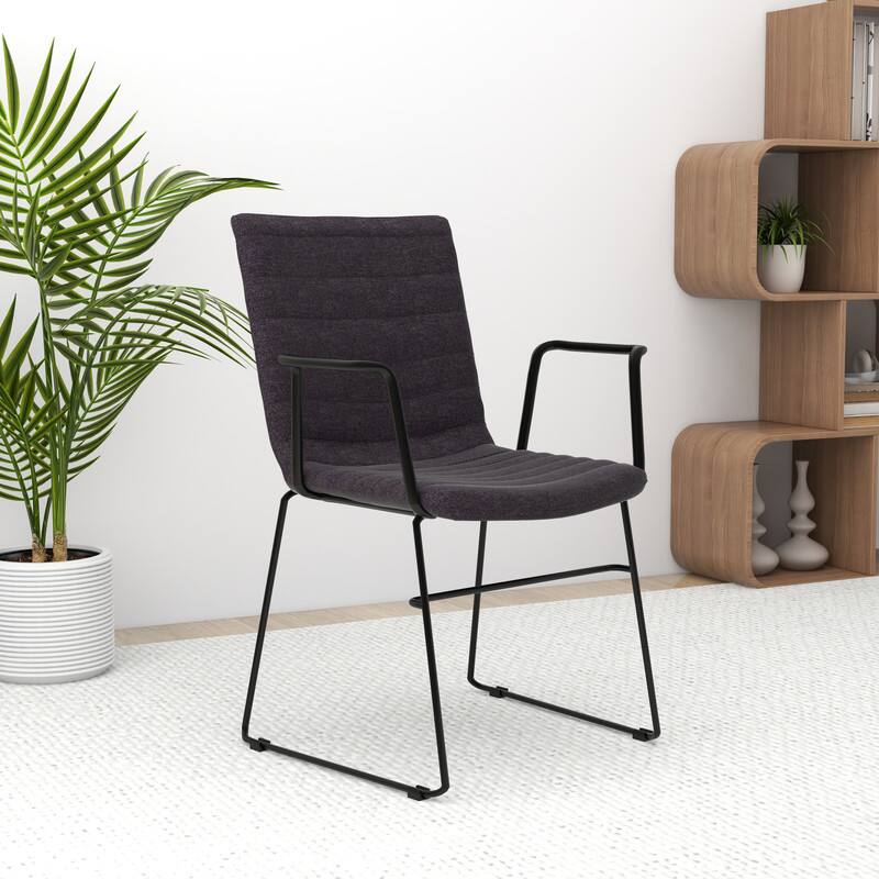 Left. LeisureMod - Zylar Office ArmChair with PU Leather, Foam Cushion, Stainless Steel Base & Ergonomic Support - Brown.