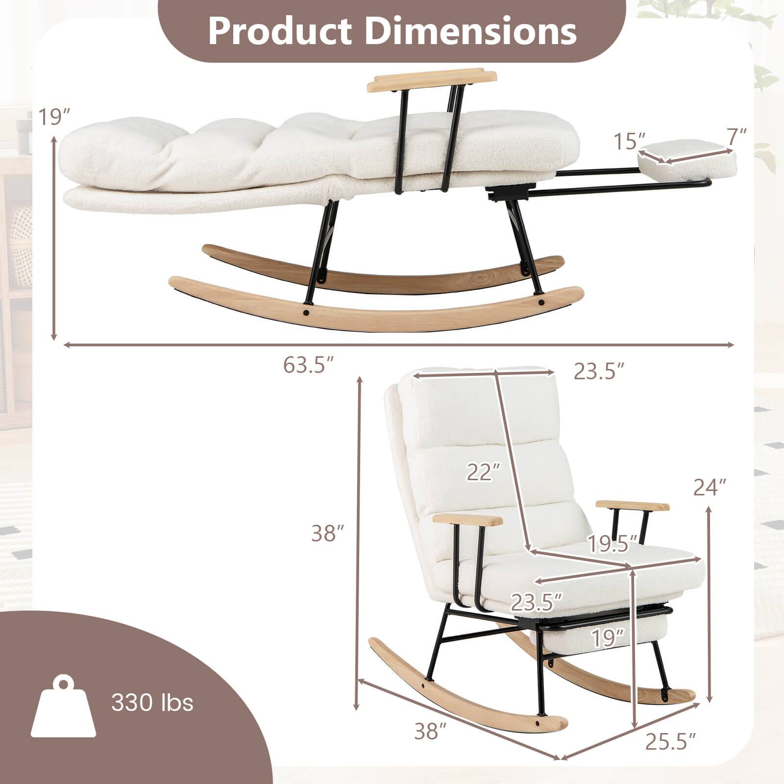 Product Dimensions

- Length: 63.5"
- Width: 23.5"
- Height: 19"
- Seat Height: 15"
- Armrest Height: 22"
- Back Height: 24"
- Seat Depth: 23.5"
- Armrest Width: 19.5"
- Base Width: 38"
- Base Depth: 25.5"
- Weight Capacity: 330 lbs