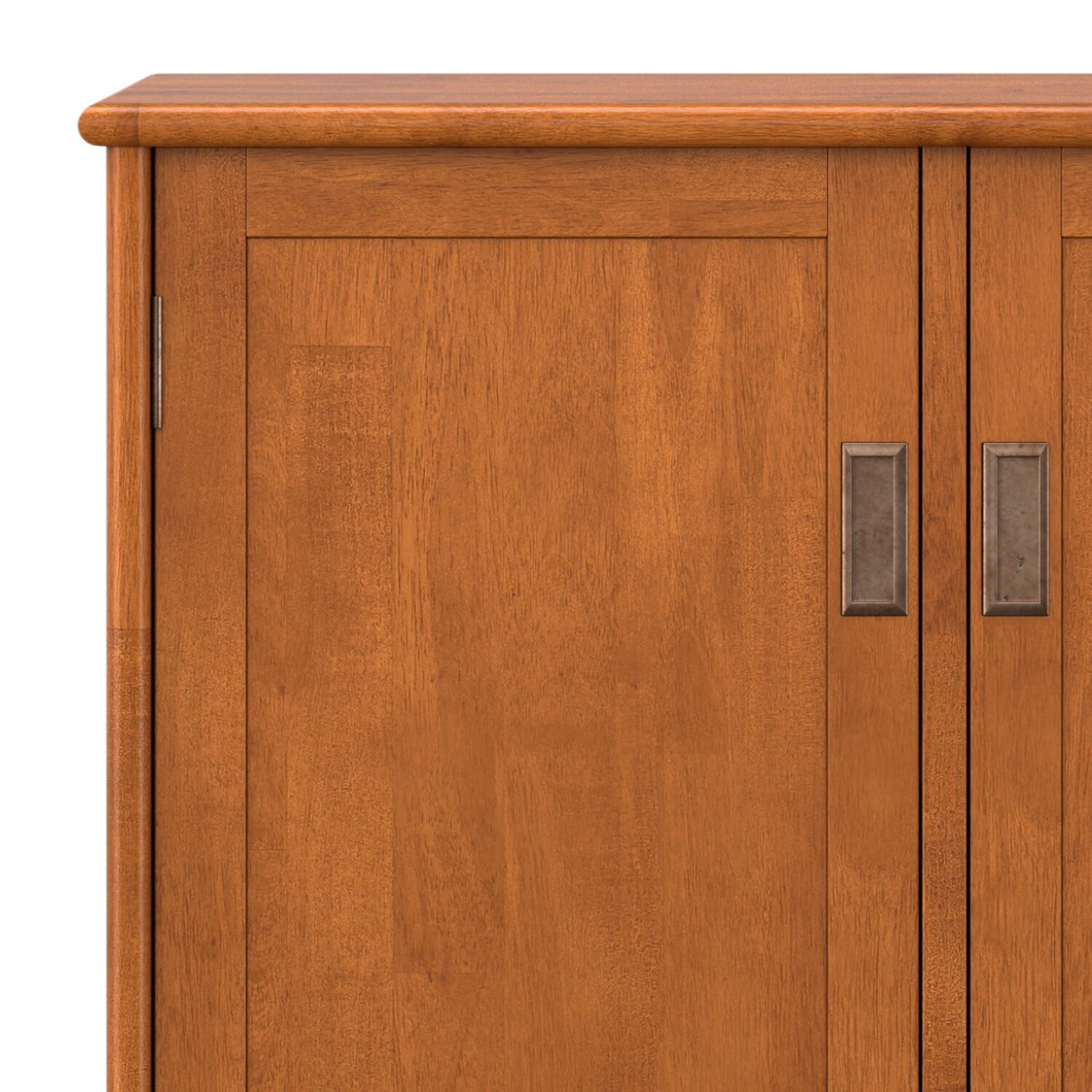 Alt View 8. Simpli Home - Draper SOLID HARDWOOD Mid Century 4 Door Sideboard Buffet in Teak Brown - Teak Brown.