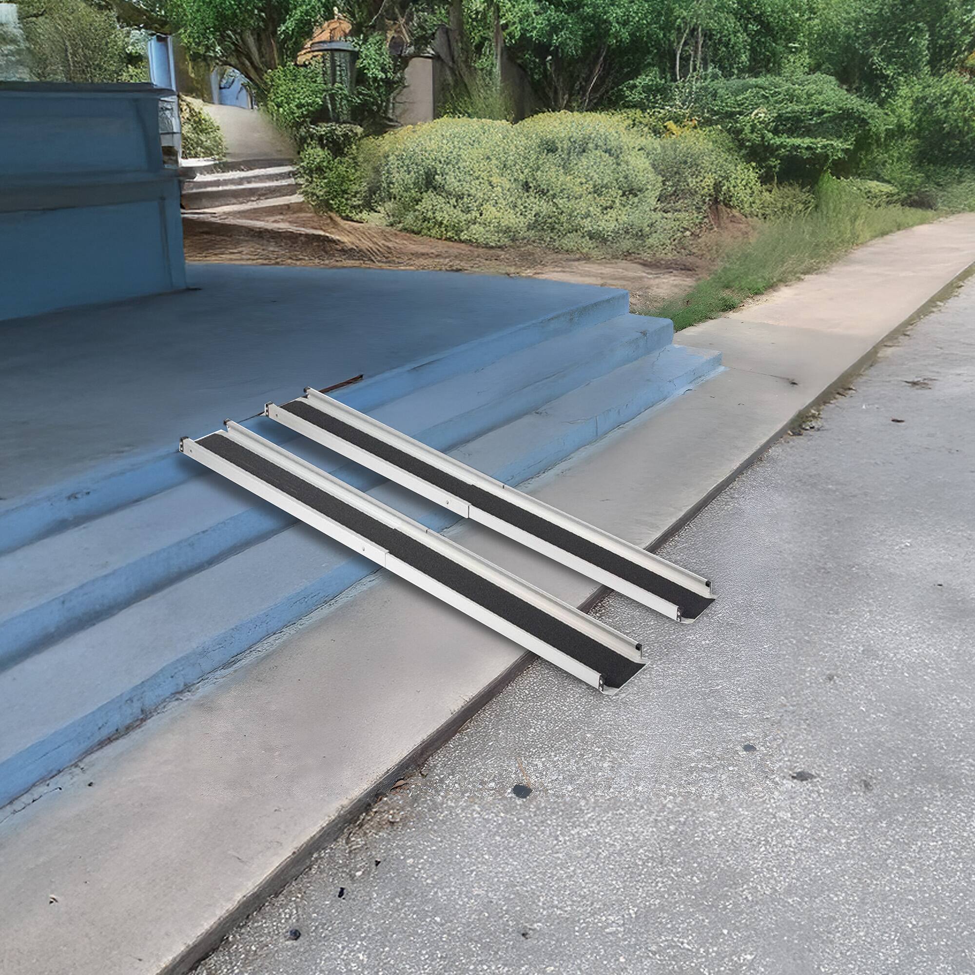 Alt View 3. Titan Ramps - Titan Ramps 4' to 7' Telescoping Aluminum Wheelchair Ramp with 600 lb. Capacity - Silver.