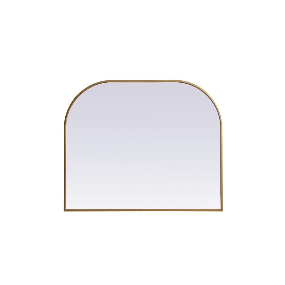 Back. Elegant Decor - Metal Frame Arch Mirror 36x30 Inch in Brass - Brass.