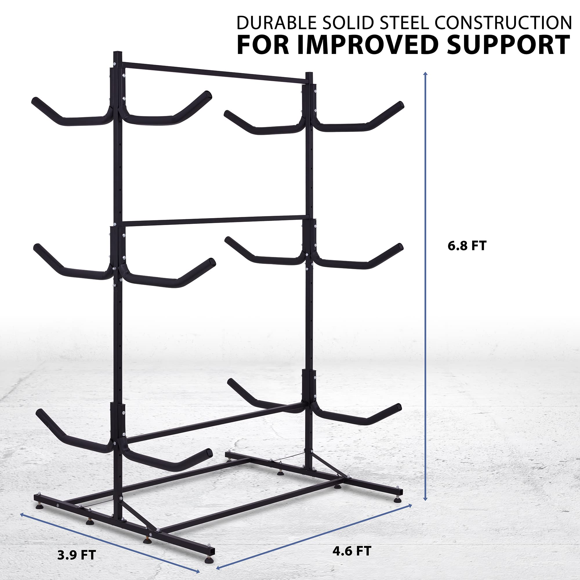 DURABLE SOLID STEEL CONSTRUCTION FOR IMPROVED SUPPORT

6.8 FT
3.9 FT
4.6 FT