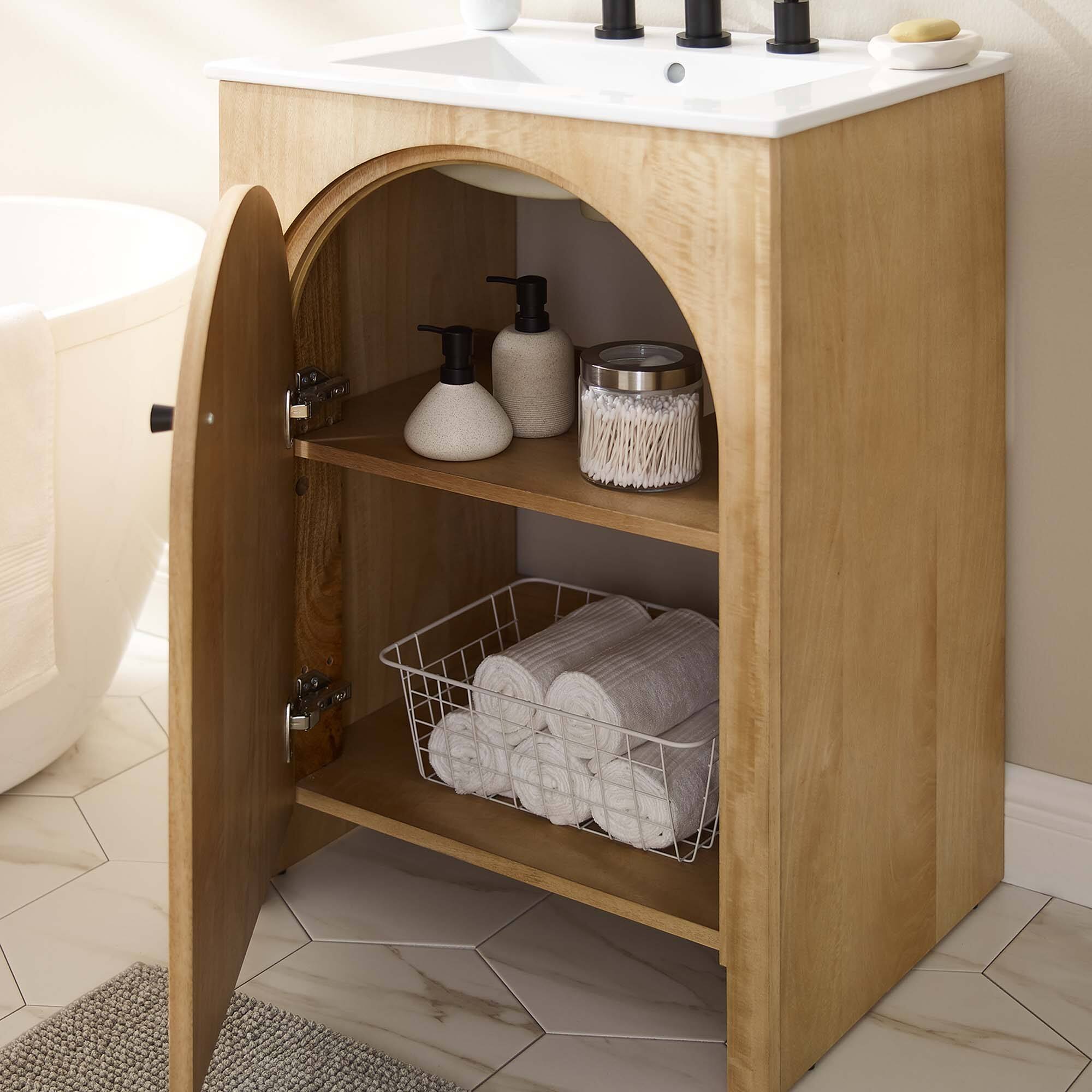 Alt View 1. Modway - Appia Bathroom Vanity Basin Included by Modway - Oak White.