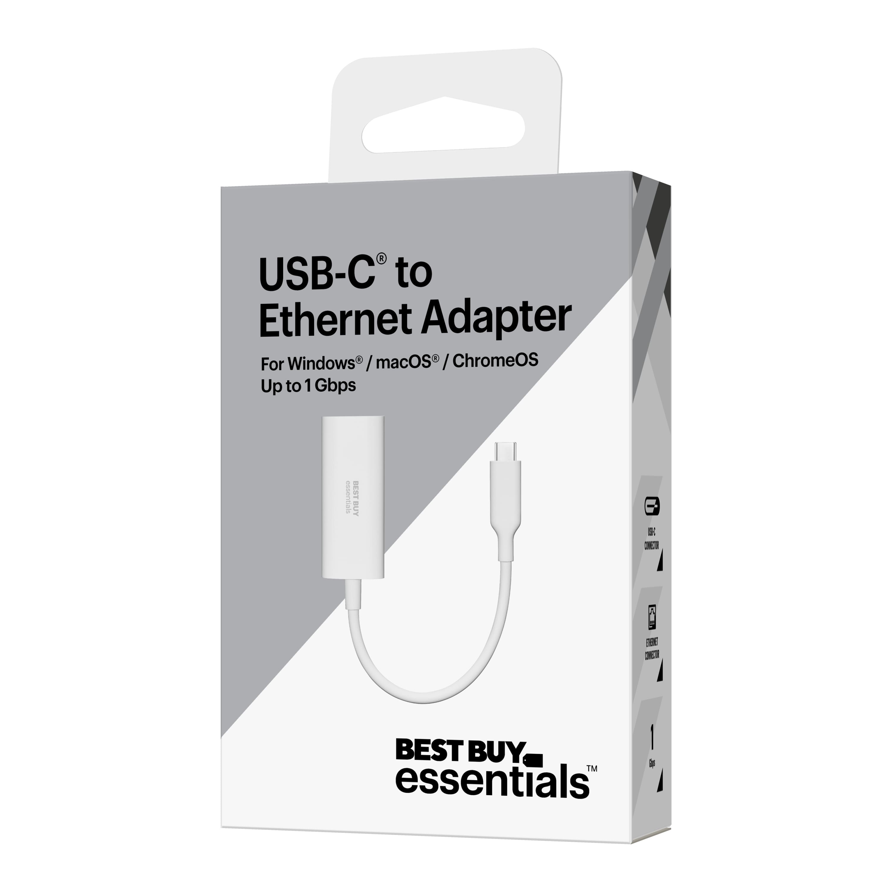 Best Buy Essentials USB-C to Ethernet Adapter for Windows/macOS/ChromeOS.