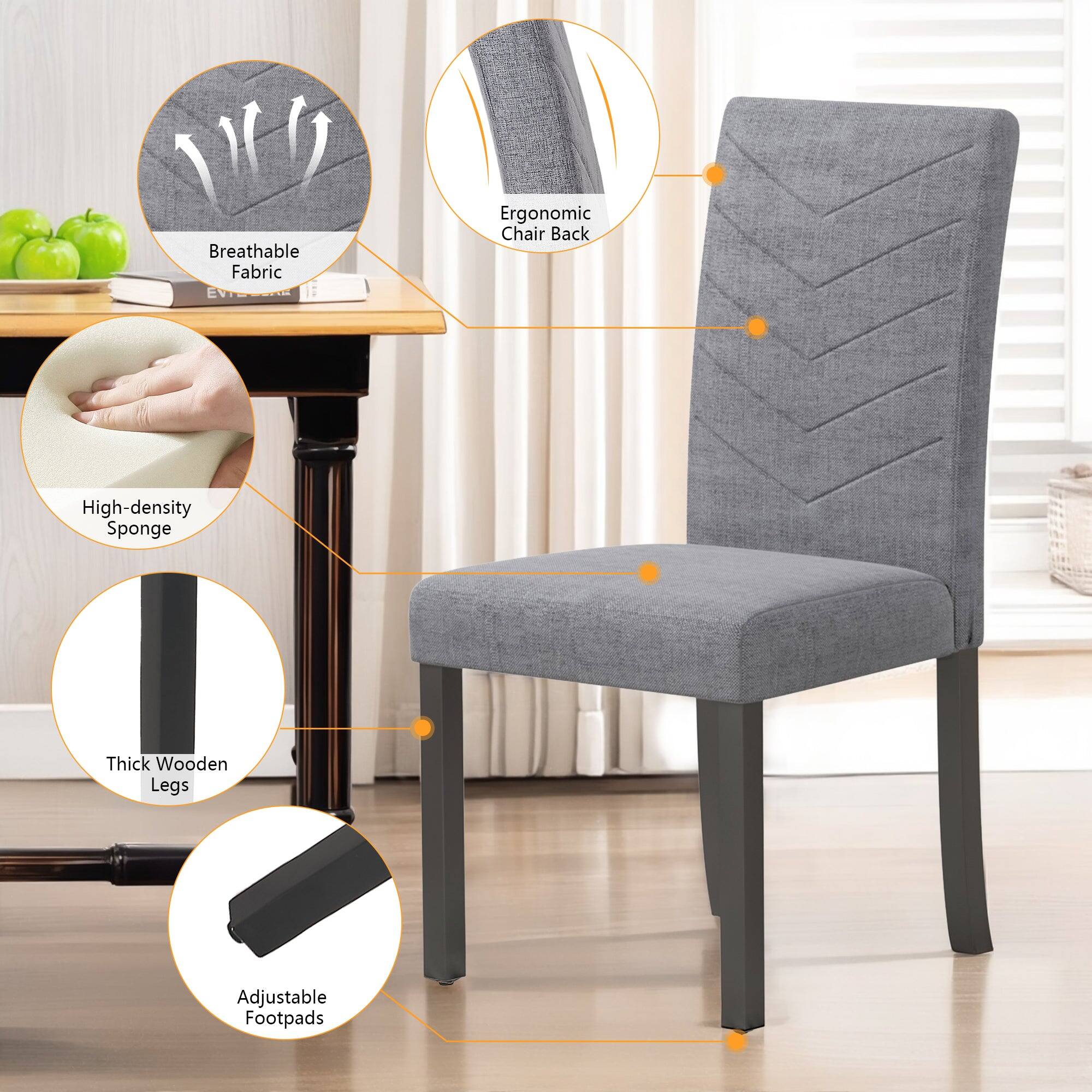 - Breathable Fabric
- Ergonomic Chair Back
- High-density Sponge
- Thick Wooden Legs
- Adjustable Footpads
