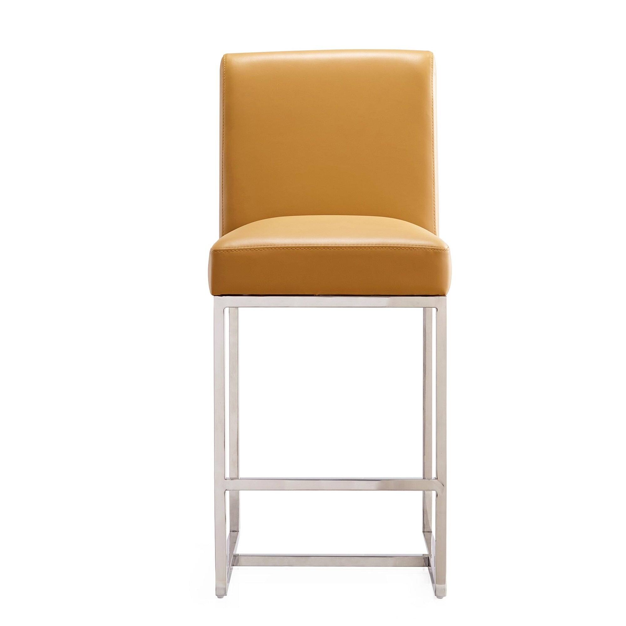Back. Manhattan Comfort - Element Modern Metal Upholstered Counter Stool - Camel.