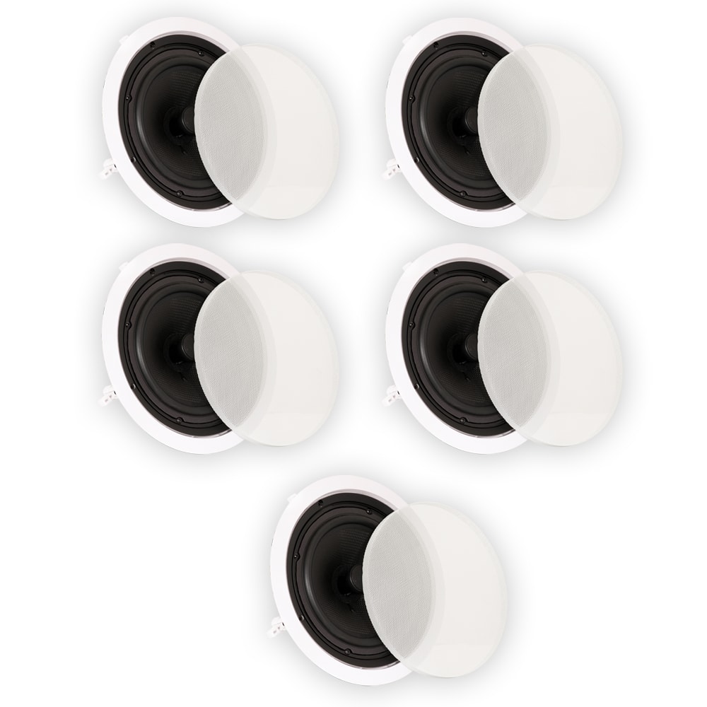Front. Theater Solutions by Goldwood - TS80C in Ceiling 8" Speakers Surround Sound Home Theater 5 Piece Speaker Set - Paintable White.