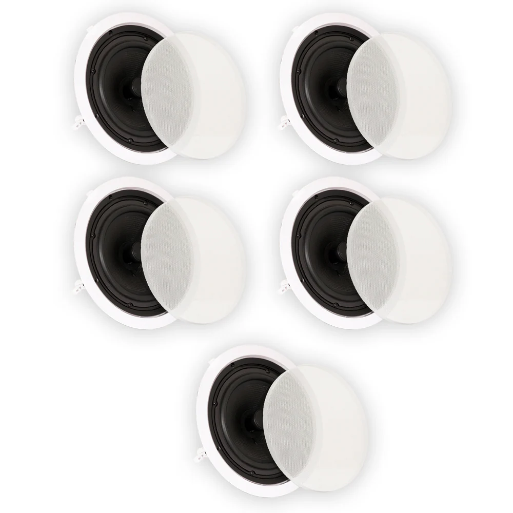 Theater Solutions by Goldwood - TS80C in Ceiling 8" Speakers Surround Sound Home Theater 5 Piece Speaker Set - Paintable White