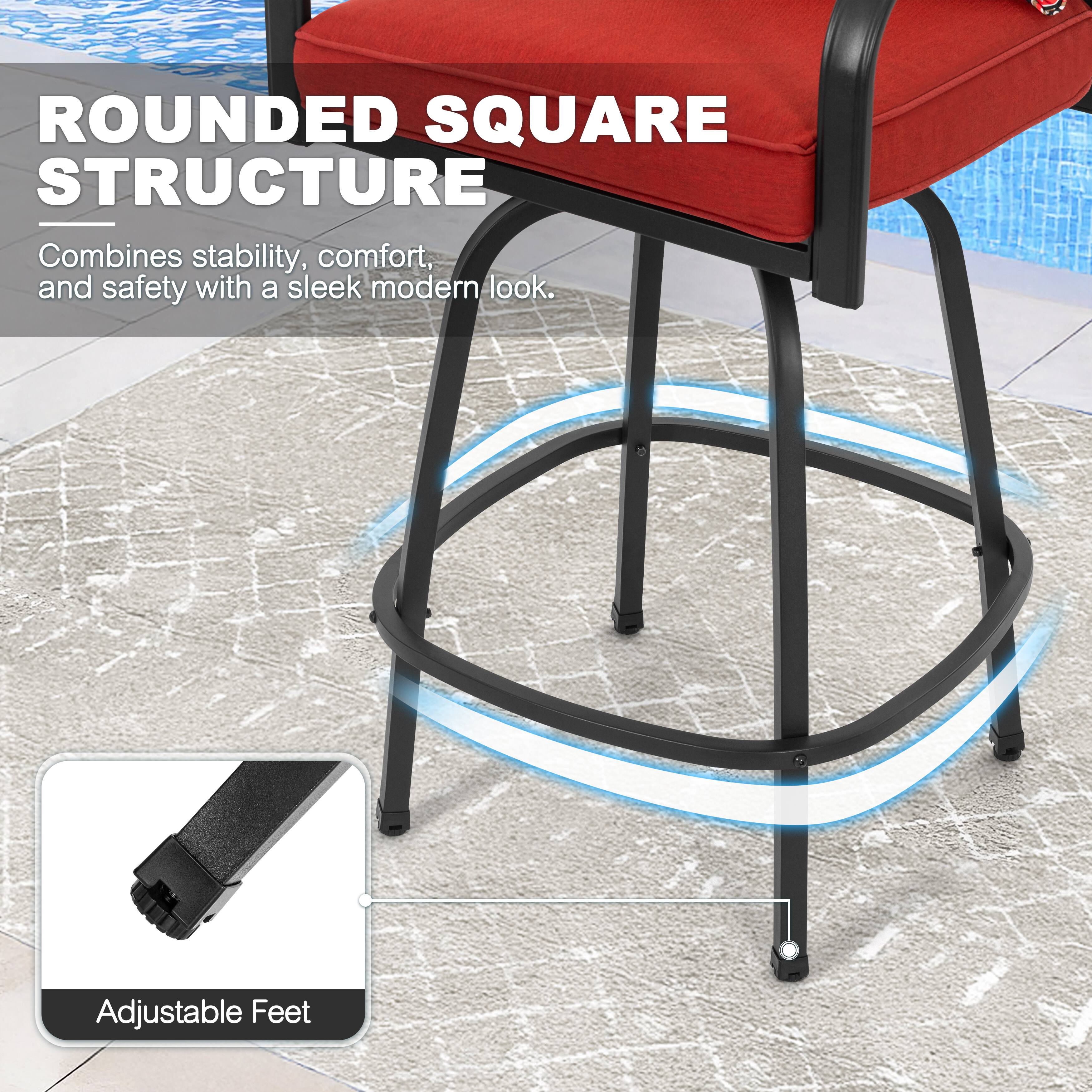 ROUNDED SQUARE STRUCTURE  
Combines stability, comfort, and safety with a sleek modern look.  
Adjustable Feet