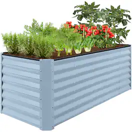 Best Choice Products - 8x2x2ft Raised Metal Outdoor Garden Bed for Flowers Vegetables Herbs - Mist Blue