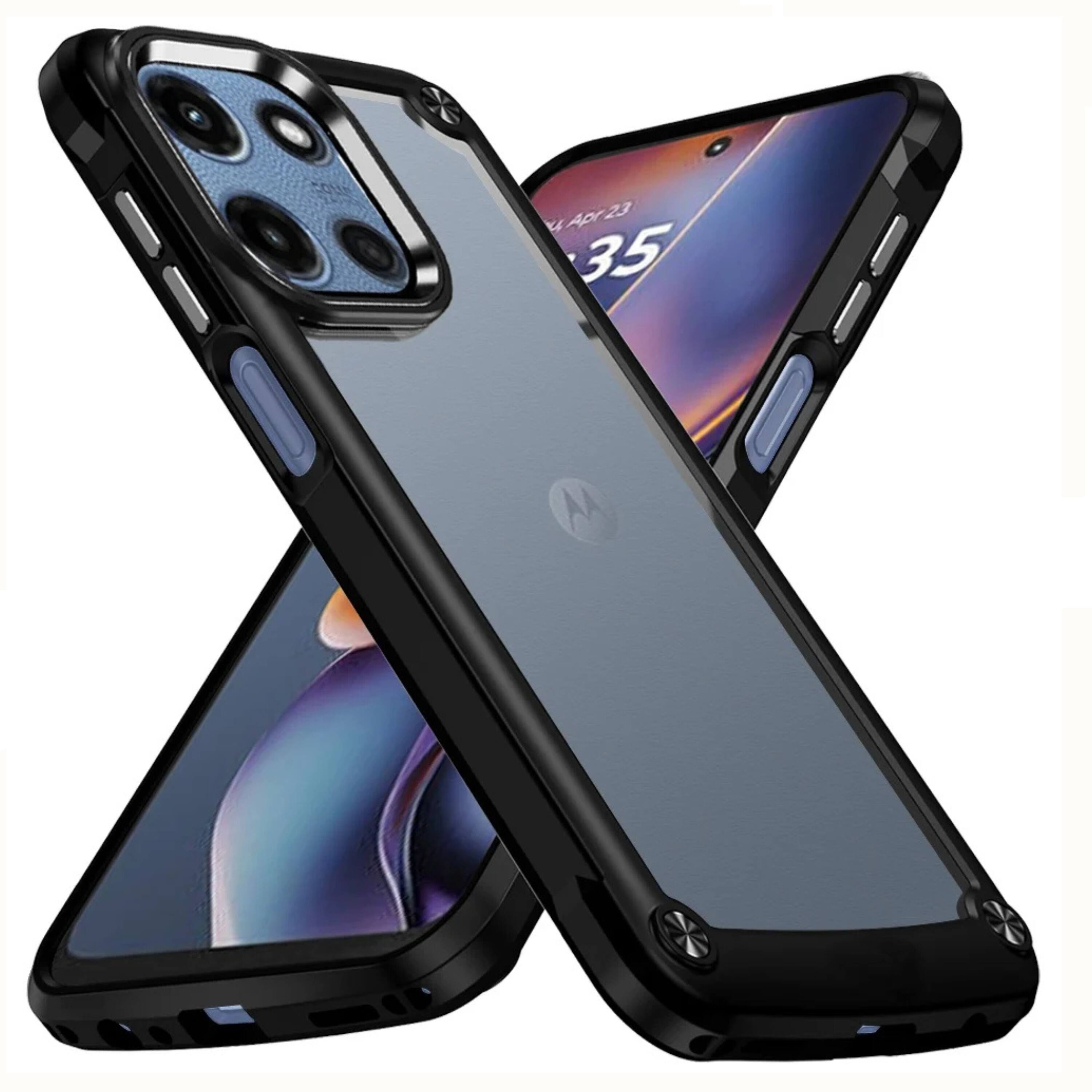 Angle. Kitcheniva - Clear Protective Case With Metal Buttons And Tempered Glass For Moto G 2025 2026 G Play 2026 Black - Black.