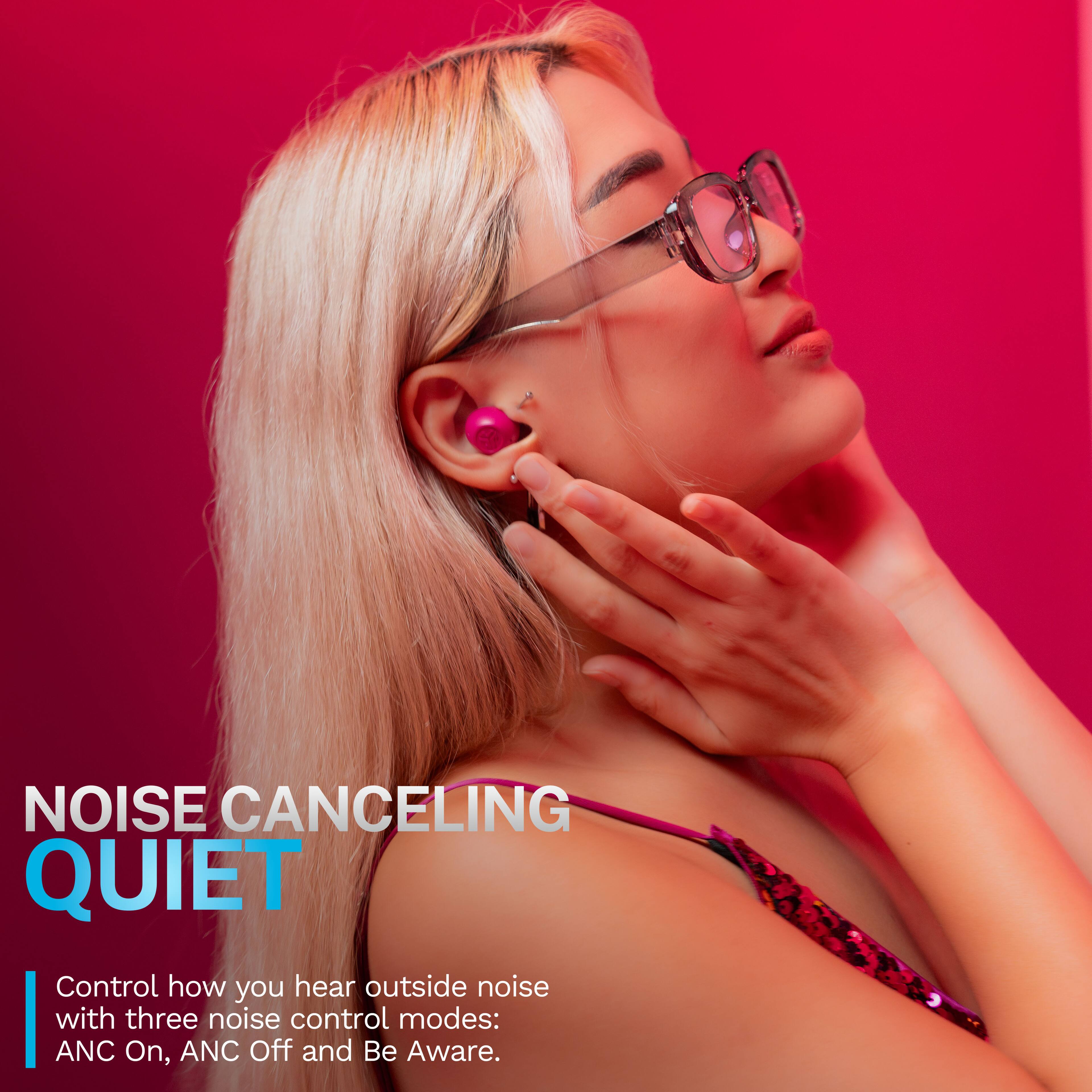NOISE CANCELING QUIET

Control how you hear outside noise with three noise control modes: ANC On, ANC Off and Be Aware.