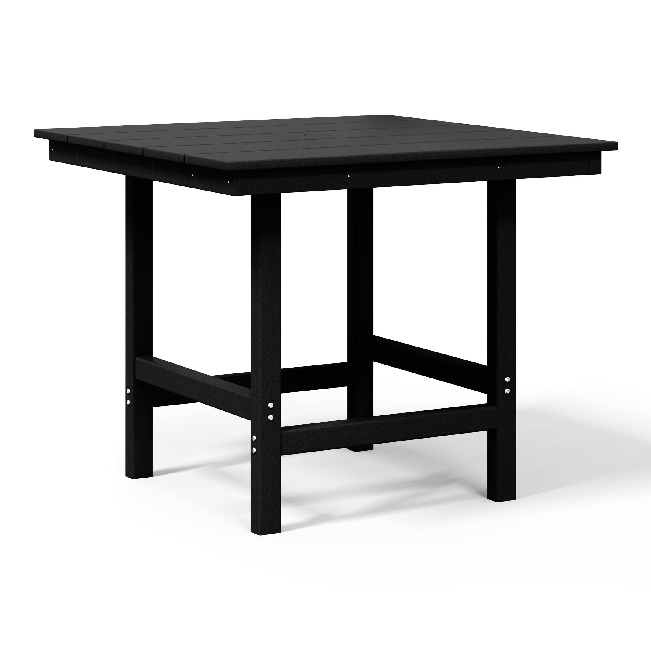 Left. WestinTrends - WestinTrends Ashore Outdoor HDPE 36" Square Patio Dining Table with Umbrella Hole - Black.
