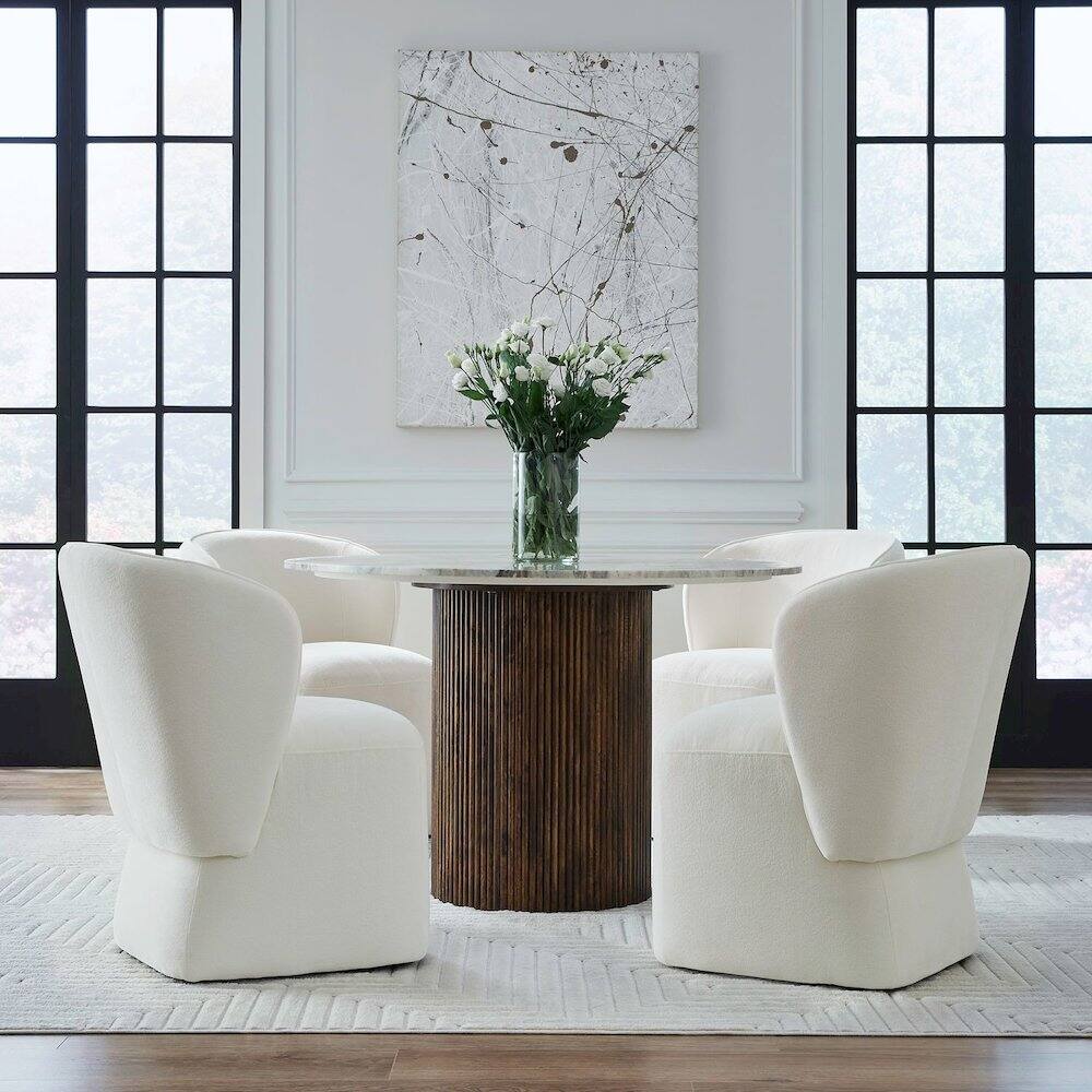 Alt View 4. Liberty Furniture Industries - Accent Dining Chair with Castors - Rounded Arm - Ivory Upholstry - White.