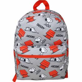 Peanuts - Gray Snoopy 16" Nylon School Backpack for Kids, with a front Pocket - Assorted Pre-Pack