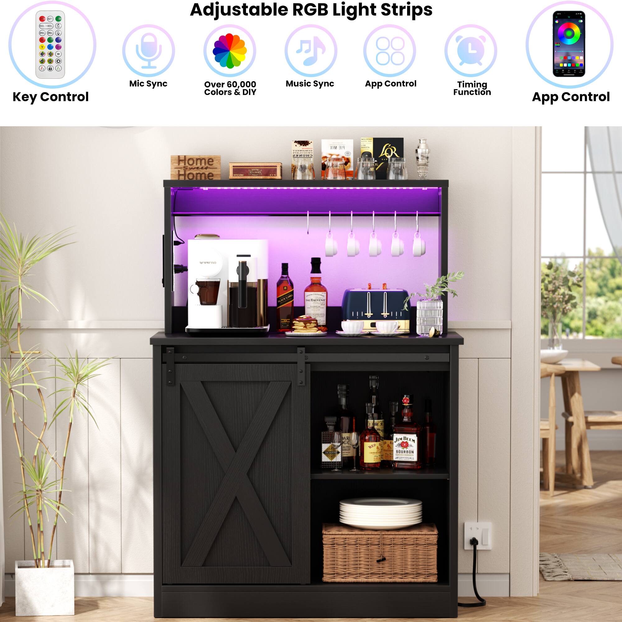 Adjustable RGB Light Strips

- Key Control
- Mic Sync
- Over 60,000 Colors & DIY
- Music Sync
- App Control
- Timing Function
- App Control