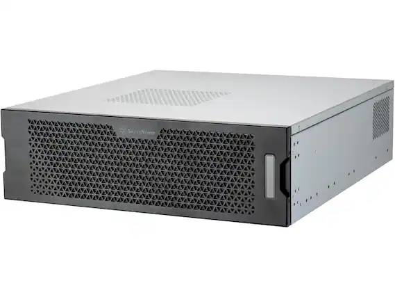 Front. SilverStone - SilverStone SST-RM32 White 3U rackmount server chassis supporting 4-slot high-end graphics cards and 360mm radiators - White.