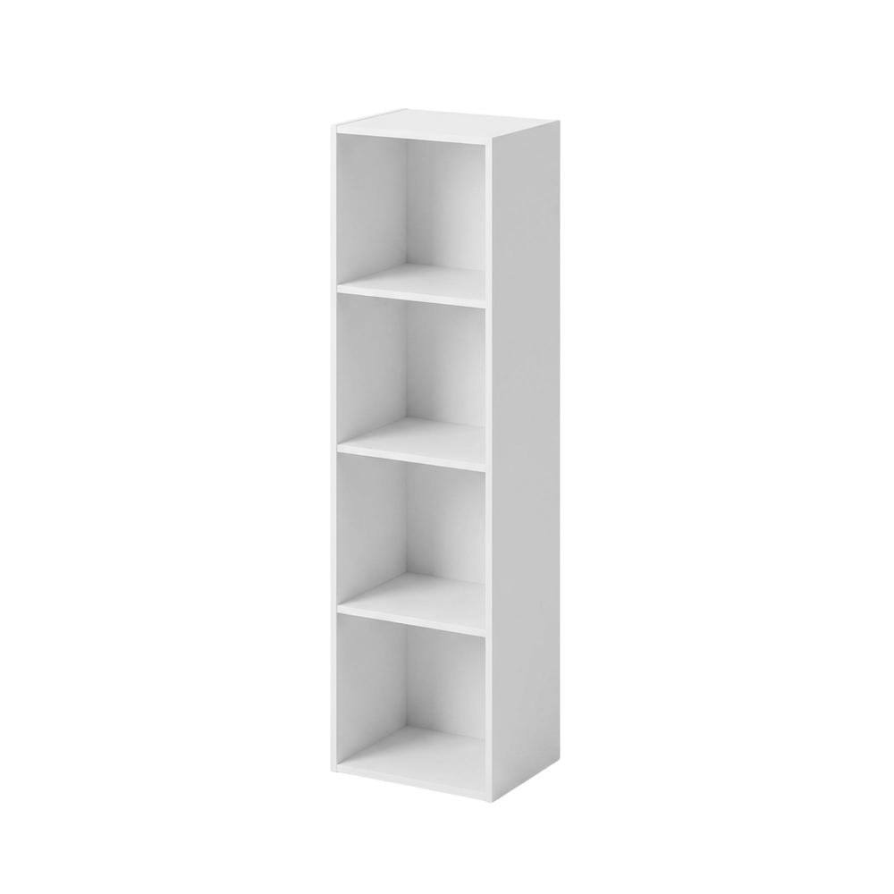 Left. FurniFact - Wooden 4-Tier Open Shelf Closet Organizer for Multipurpose Storage - White.