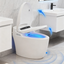 Dyonery - Modern integrated smart toilet: Automatic lid opening + heated seat + foot-sensing automatic flushing - White