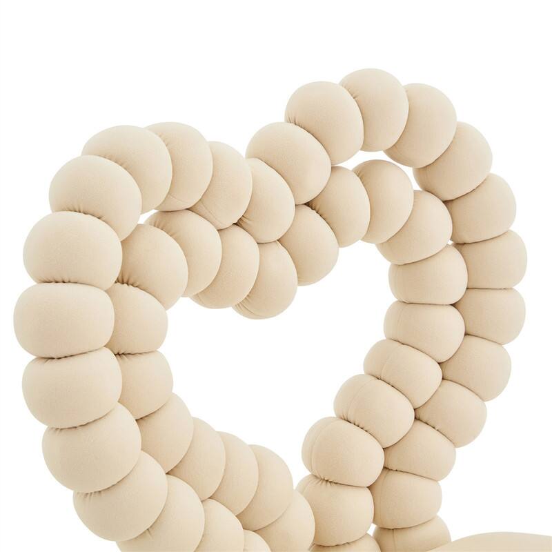 Alt View 5. HTUTWOO - Set of 2 Unique Heart Bubble Tufted Accent Chair - Plush Velvet Chair, Shiny Gold Metal Frame, Cute and Modern Seating - Beige.