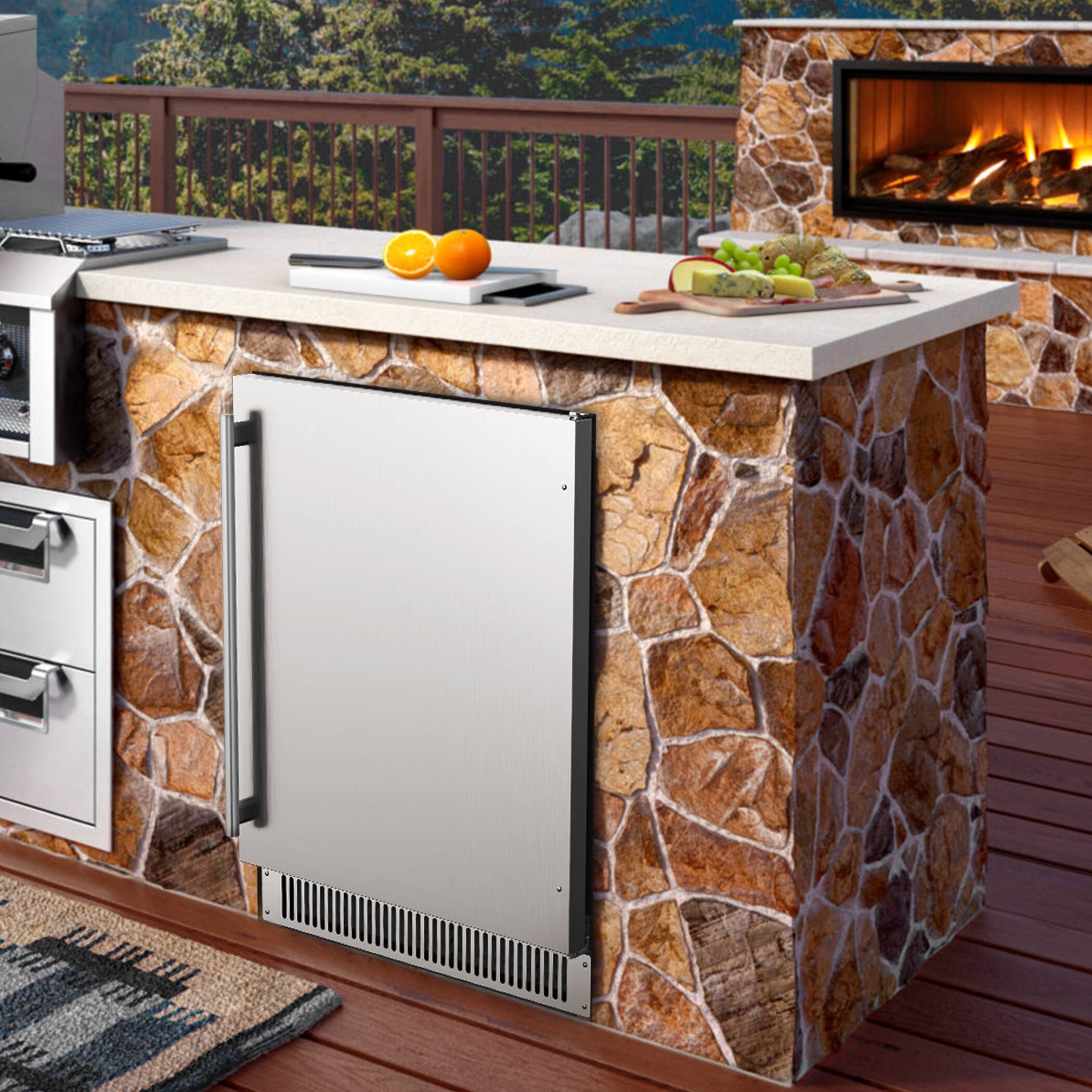 Angle. Coolski - Coolski Outdoor Refrigerator  24 Inch Under-Counter Beverage Fridge 180 Cans Built-In or Freestanding - Sliver.