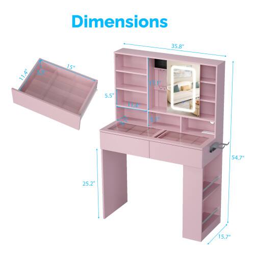 Dimensions: 35.8" x 11.4" x 3.3" x 15" x 17.1" x 5.5" x 11.4" x 5.1" x 54.7" x 25.2" x 15.7"