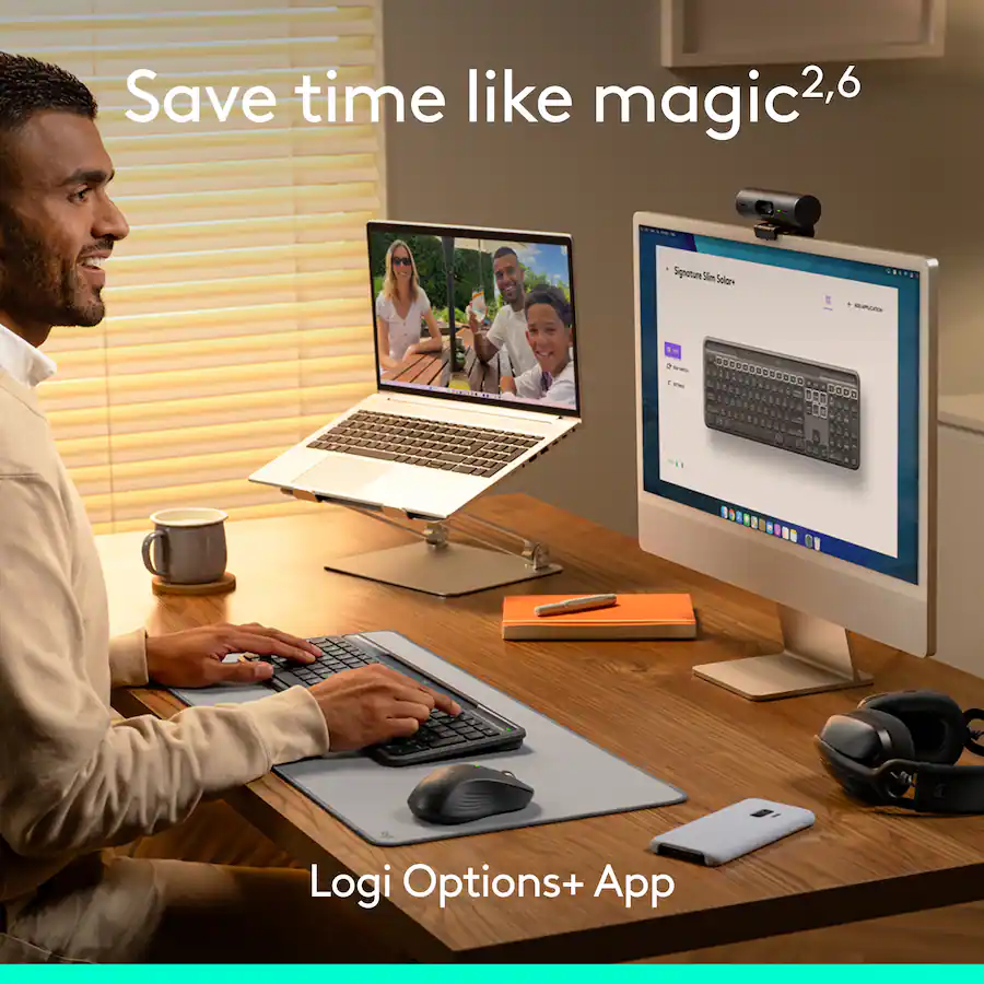 Logi Magic Tech Logitech Signature Slim Solar+ K980 Wireless Bluetooth Solar and ...