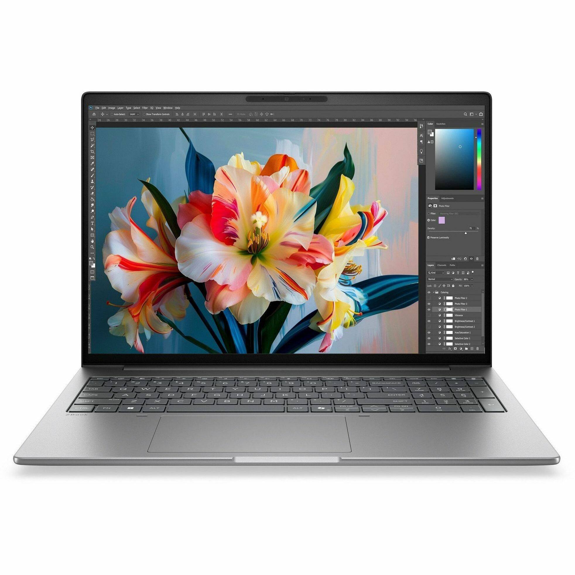 Alt View 1. HP - HP ZBook 8 G2i 16" Copilot+ PC Mobile Workstation - WUXGA - 60 Hz - Intel Core Ultra 7 Series 3 366H - 16 GB - 512 GB - Meteor Silver Aluminum.