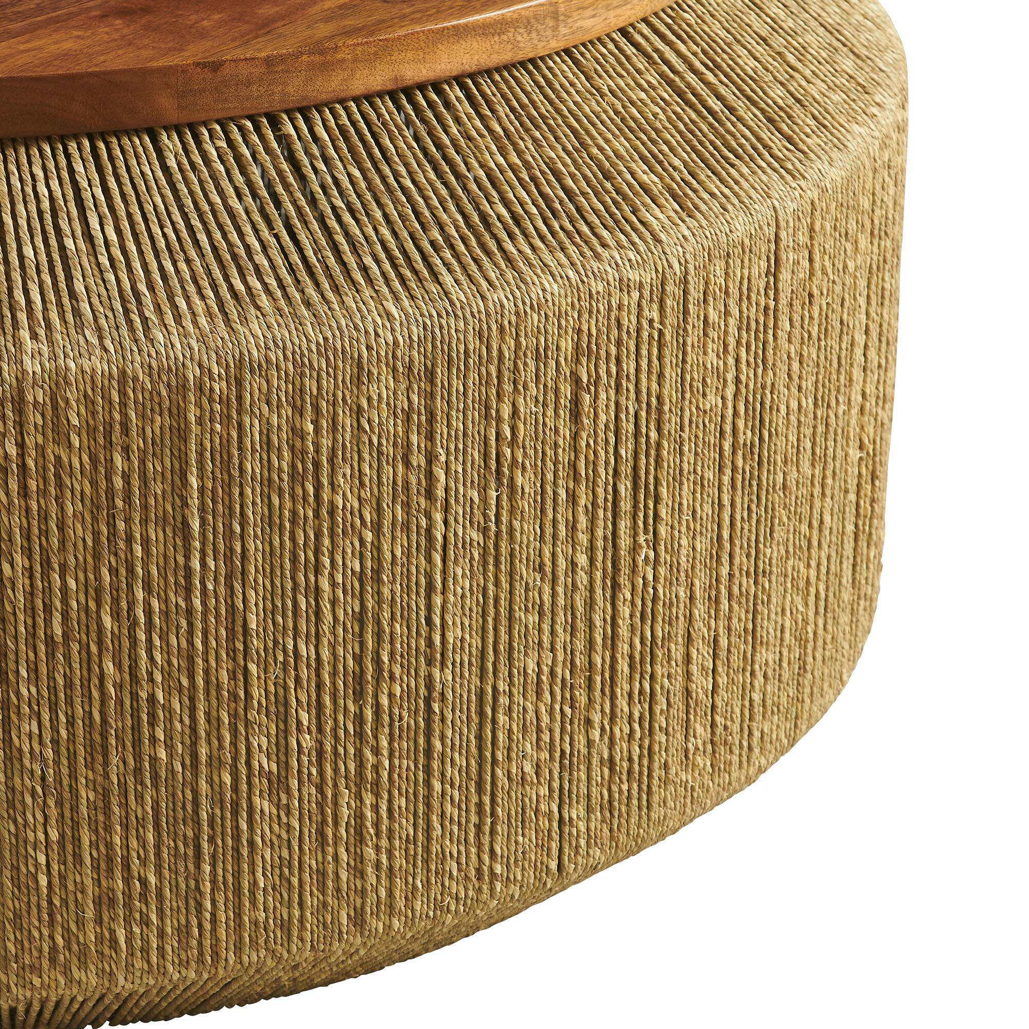 Alt View 4. Modway - Maris Seagrass and Wood Coffee Table by Modway - Walnut Natural.