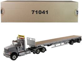 Diecast Masters - International HX520 Tandem Tractor with 53' Flat Bed Trailer "Transport Series" 1/50 Diecast - Light Gray